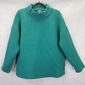 Talbots Teal Cowl Neck Quilted Pullover